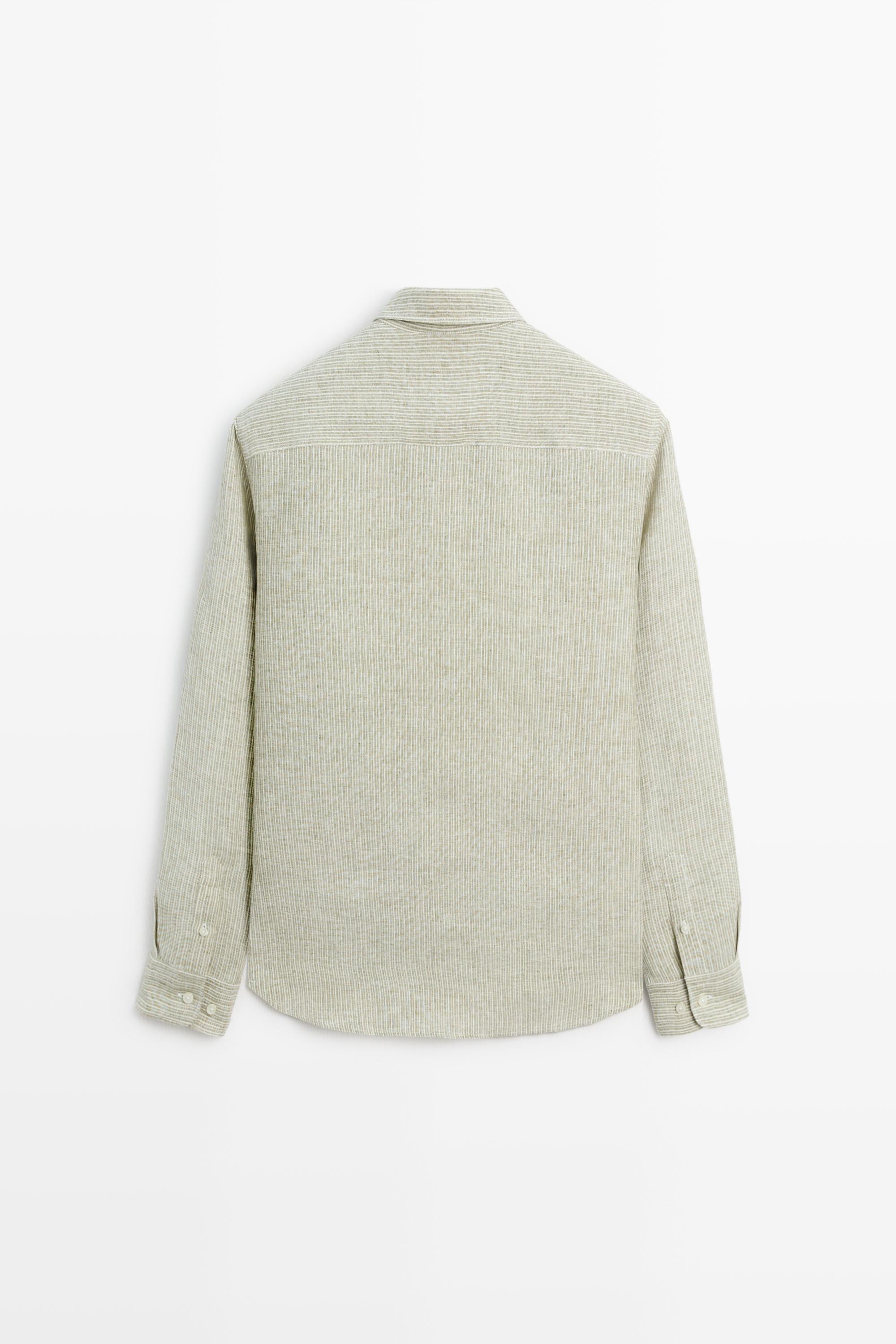 100% linen regular fit striped shirt